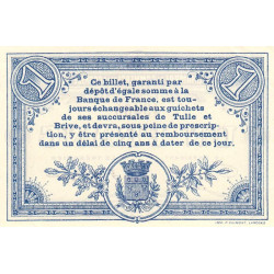 Corrèze (Brive, Tulle) - Pirot 51-3 - 1 franc - Sans série - 25/03/1915 - Etat : SUP+