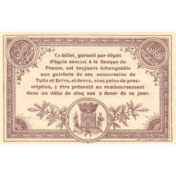 Corrèze (Brive, Tulle) - Pirot 51-4 - 50 centimes - Série B - 25/03/1915 - Etat : SUP+