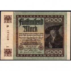Allemagne - Pick 81a_1 - 5'000 mark - 02/12/1922 - Imp. W - Série T - Etat : TB+