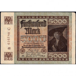 Allemagne - Pick 81a_1 - 5'000 mark - 02/12/1922 - Imp. C - Série B - Etat : TTB