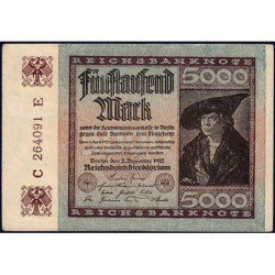 Allemagne - Pick 81a_1 - 5'000 mark - 02/12/1922 - Imp. E - Série C - Etat : TTB