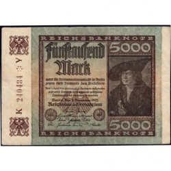 Allemagne - Pick 81a_3 - 5'000 mark - 02/12/1922 - Imp. Y - Série K - Etat : TB+