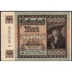 Allemagne - Pick 81c - 5'000 mark - 02/12/1922 - Imp. LE - Série Y - Etat : TTB