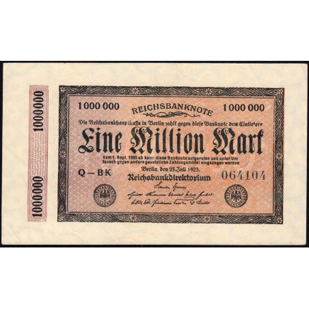 Allemagne - Pick 93 - 1 million mark - 25/07/1923 - Série BK - Etat : SUP