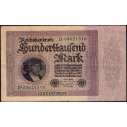 Allemagne - Pick 83a_1 - 100'000 mark - 01/02/1923 - Série D - Etat : TB