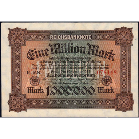 Allemagne - Pick 86a - 1'000'000 mark - 20/02/1923 - Série MN - Etat : SUP