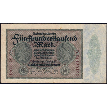 Allemagne - Pick 88a - 500'000 mark - 01/05/1923 - Série D - Etat : TB+