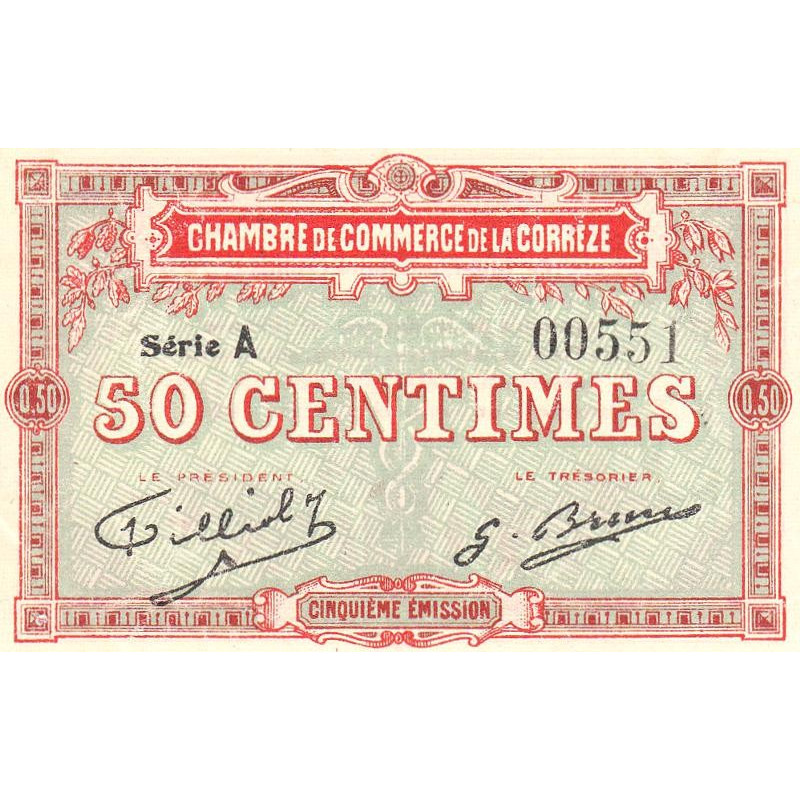 Corrèze (Brive, Tulle) - Pirot 51-9 - 50 centimes - Série A - 5e émission - Etat : SUP+