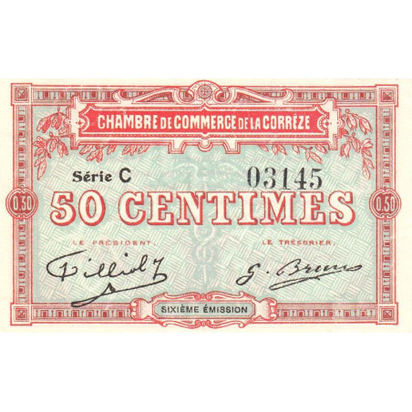 Corrèze (Brive, Tulle) - Pirot 51-15 - 50 centimes - Série C - 6e émission - Etat : SPL