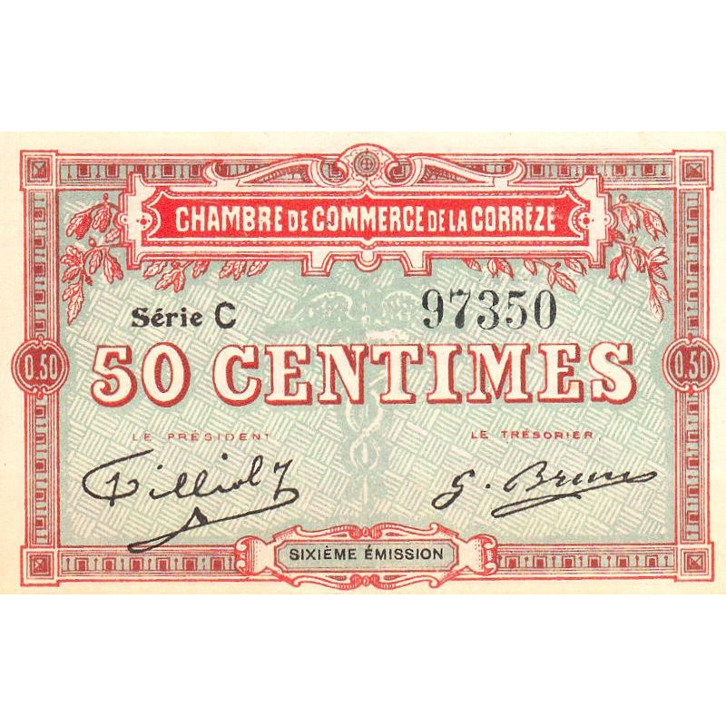 Corrèze (Brive, Tulle) - Pirot 51-15 - 50 centimes - Série C - 6e émission - Etat : SPL+