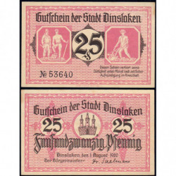 Allemagne - Notgeld - Dinslaken - 25 pfennig - 1921 - Etat : SPL
