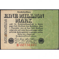 Allemagne - Pick 101 - 1 million mark - 09/08/1923 - Série Z - Etat : TTB