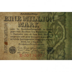 Allemagne - Pick 101 - 1 million mark - 09/08/1923 - Série Z - Etat : TTB