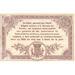 Corrèze (Brive, Tulle) - Pirot 51-4 - 50 centimes - Série B - 25/03/1915 - Etat : TTB