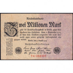 Allemagne - Pick 103_2 - 2 millions mark - 09/08/1923 - Série 7 D - Etat : TB