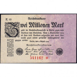 Allemagne - Pick 103_5 - 2 millions mark - 09/08/1923 - Série K 10 - Etat : TTB-