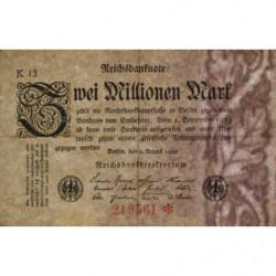 Allemagne - Pick 103_5 - 2 millions mark - 09/08/1923 - Série K 13 - Etat : TTB+
