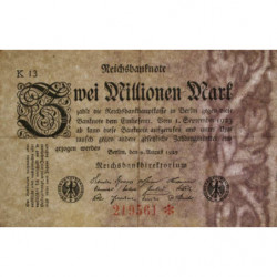 Allemagne - Pick 103_5 - 2 millions mark - 09/08/1923 - Série K 13 - Etat : TTB+