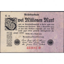Allemagne - Pick 103_5 - 2 millions mark - 09/08/1923 - Série K 14 - Etat : TTB