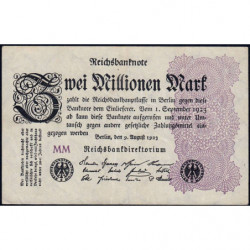 Allemagne - Pick 104d - 2 millions mark - 09/08/1923 - Série MM - Etat : TTB+