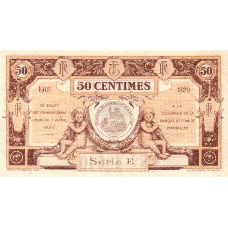 Aurillac (Cantal) - Pirot 16-1b - 50 centimes - Série E - 1915 - Etat : SUP