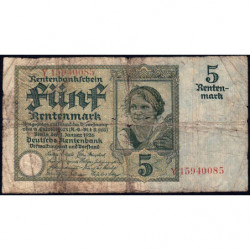 Allemagne - Pick 169 - 5 rentenmark - 02/01/1926 - Série Y - Etat : B-
