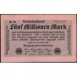 Allemagne - Pick 105_4 - 5 millions mark - 20/08/1923 - Série N 11 - Etat : SUP