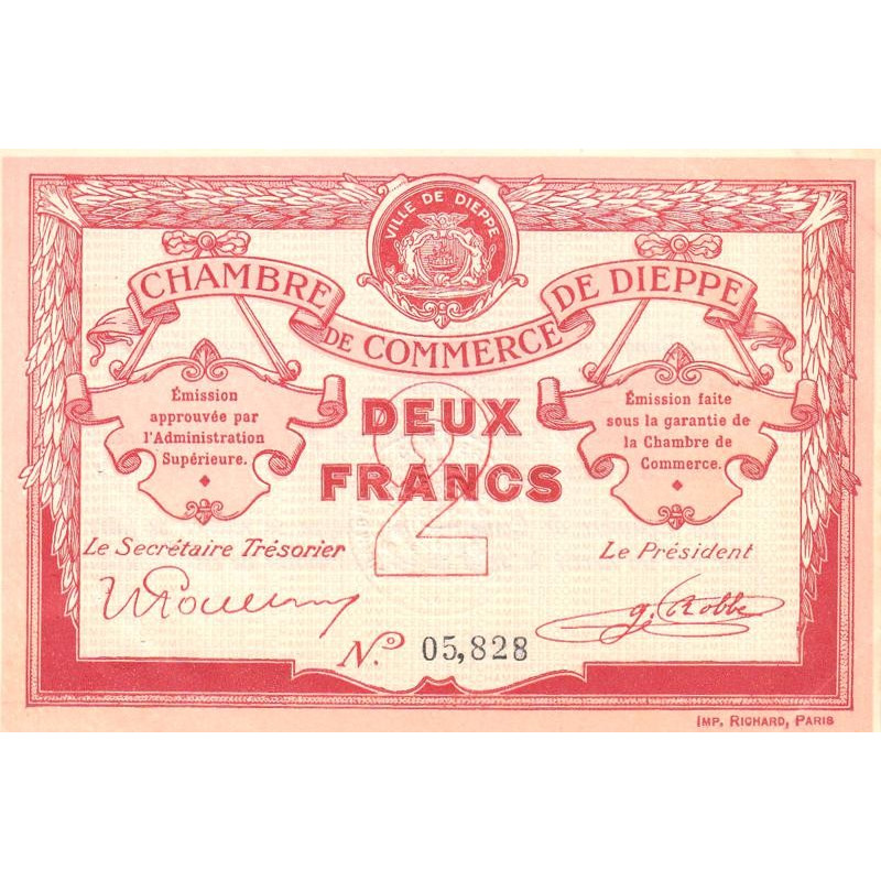Dieppe - Pirot 52-7b - 2 francs - Sans date (1915) - Etat : SUP