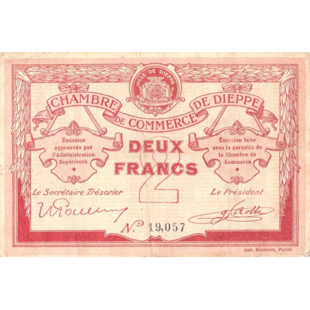 Dieppe - Pirot 52-7b - 2 francs - Sans date (1915) - Etat : TB+