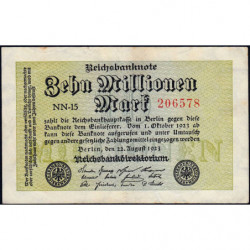 Allemagne - Pick 106a_1 - 10 millions mark - 22/08/1923 - Série NN 15 - Etat : TTB
