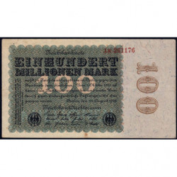 Allemagne - Pick 107a_2 - 100 millions mark - 20/08/1923 - Série 1 K - Etat : TTB