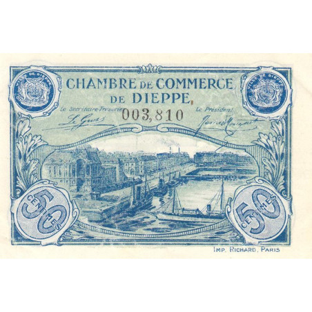 Dieppe - Pirot 52-14 - 50 centimes - 1920 - Etat : SUP+