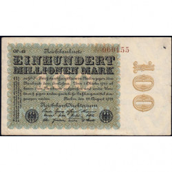 Allemagne - Pick 107d - 100 millions mark - 20/08/1923 - Série OF 42 - Etat : TTB