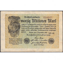 Allemagne - Pick 108c_1 - 20 millions mark - 01/09/1923 - Série NF 57 - Etat : TTB