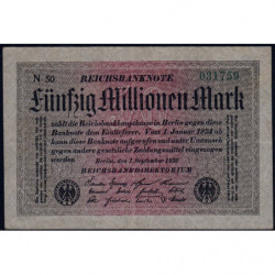 Allemagne - Pick 109a_2 - 50 millions mark - 01/09/1923 - Série N 50 - Etat : TTB+