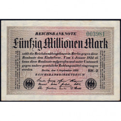 Allemagne - Pick 109b_1 - 50 millions mark - 01/09/1923 - Série BH 2 - Etat : TTB+