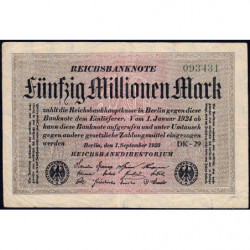Allemagne - Pick 109b_1 - 50 millions mark - 01/09/1923 - Série DK 29 - Etat : TB