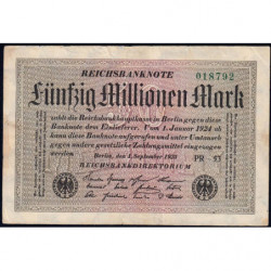 Allemagne - Pick 109b_1 - 50 millions mark - 01/09/1923 - Série PR 53 - Etat : TB