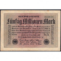 Allemagne - Pick 109b_1 - 50 millions mark - 01/09/1923 - Série VL 18 - Etat : TB