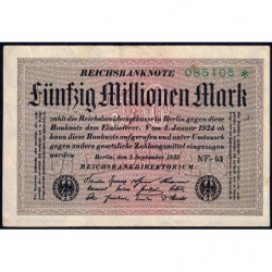 Allemagne - Pick 109b_2 - 50 millions mark - 01/09/1923 - Série NF 63 - Etat : TTB