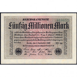 Allemagne - Pick 109c_1 - 50 millions mark - 01/09/1923 - Série SD 46 - Etat : SUP