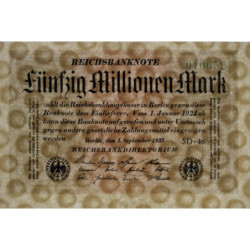 Allemagne - Pick 109c_1 - 50 millions mark - 01/09/1923 - Série SD 46 - Etat : SUP