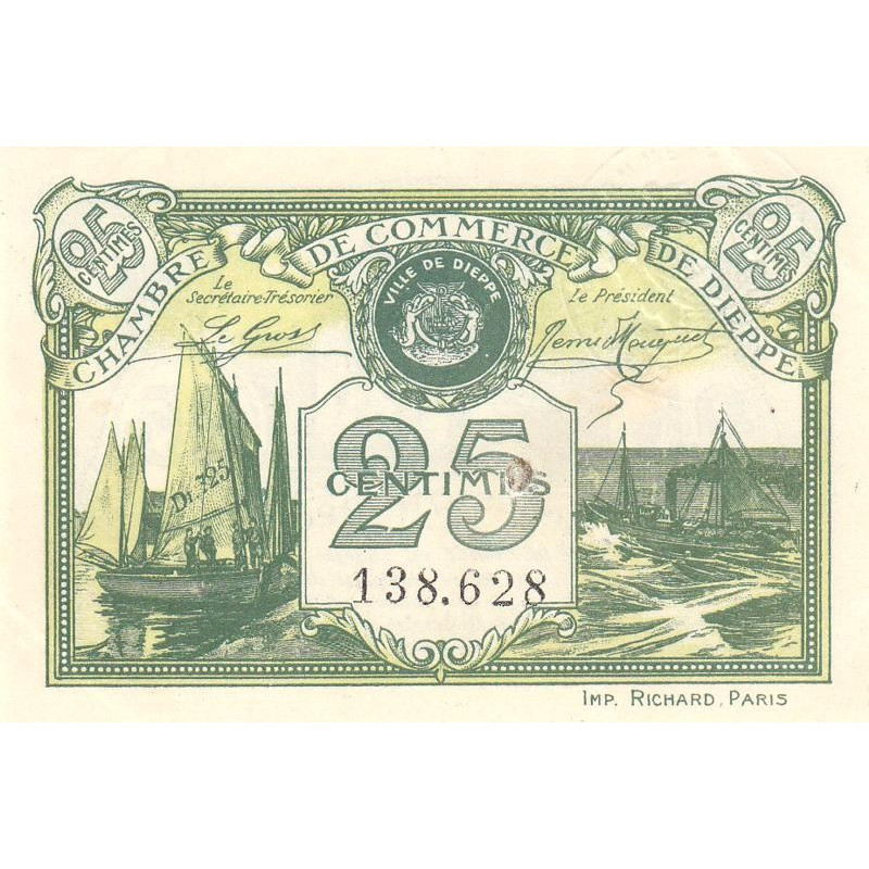 Dieppe - Pirot 52- non réf. - 25 centimes - 1920 - Etat : SUP