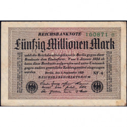 Allemagne - Pick 109f_2 - 50 millions mark - 01/09/1923 - Série NF 6 - Etat : TB