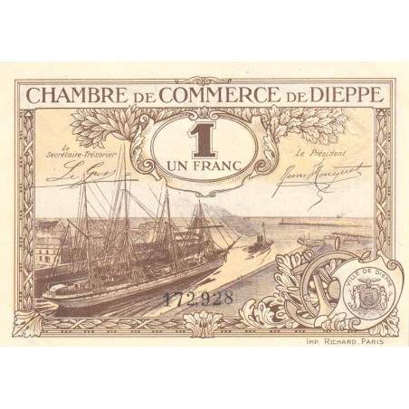Dieppe - Pirot 52-24 - 1 franc - 1920 - Etat : SPL