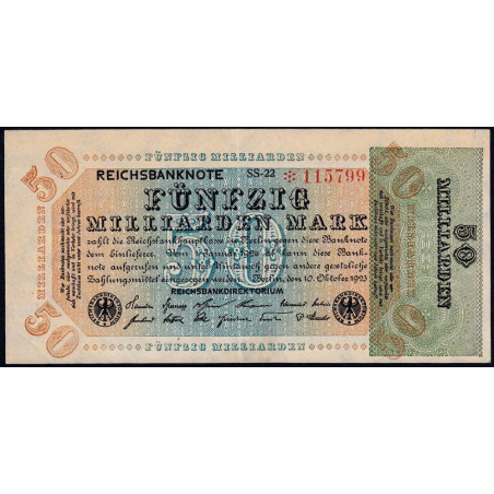 Allemagne - Pick 120a - 50 milliards mark - 10/10/1923 - Série SS 22 - Etat : SUP+