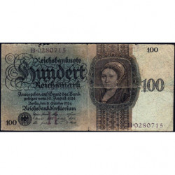 Allemagne - Pick 178 - 100 reichsmark - 11/10/1924 - Lettre H - Série B - Etat : B