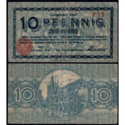 Allemagne - Notgeld - Köln - 10 pfennig - 01/06/1918 - Série F 13 - Réf K30.5 - Etat : TB+