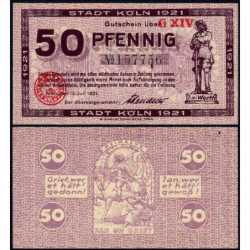 Allemagne - Notgeld - Köln - 50 pfennig - 13/07/1921 - Série G XIV - Réf K30.17 - Etat : NEUF