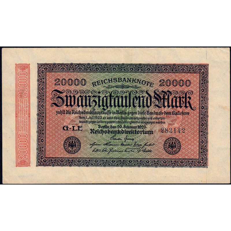 Allemagne - Pick 85b_1 - 20'000 mark - 20/02/1923 - Série LE - Etat : SUP